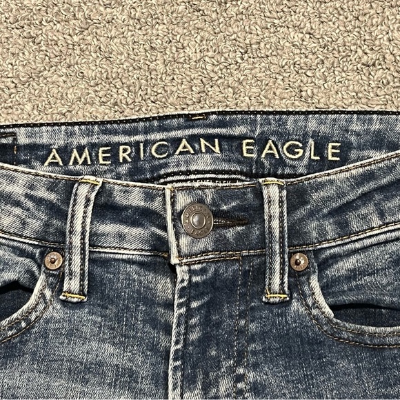 American Eagle Jeans Mens 29X30 Slim Fit Low Rise Flex Distressed Stone Wash - Picture 4 of 11
